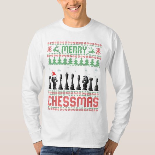 Merry Chessmas Funny Chess christmas Ugly Sweater Tシャツ (正面)
