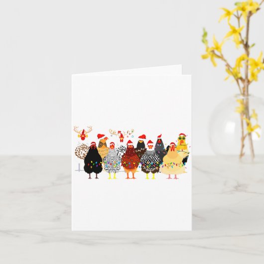 Merry Chickmas Chicken Christmas Ornament Lights S カード (黄色い花)