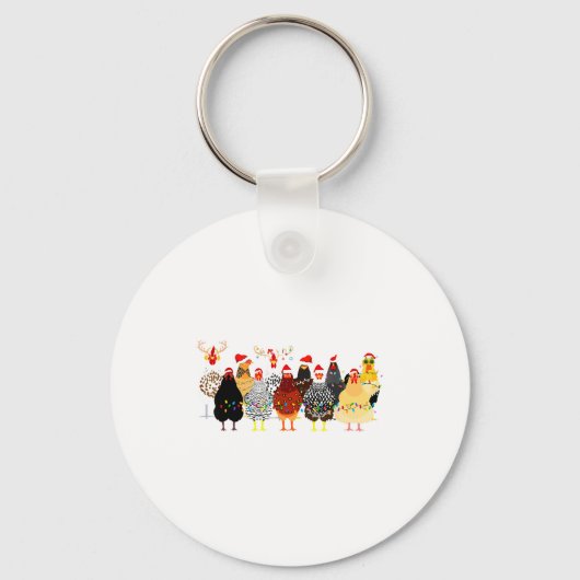 Merry Chickmas Chicken Christmas Ornament Lights S キーホルダー (正面)