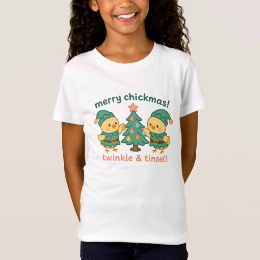 Merry Chickmass Kids Chicken Shirt |Cute Christmas Tシャツ (正面)