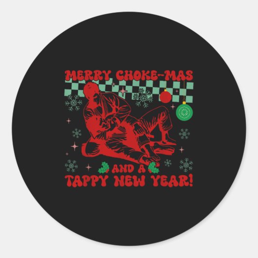 Merry Choke-mas And A Tappy New Year Retro Funny J ラウンドシール (正面)