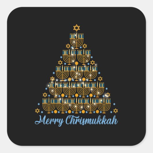 Merry Chrismukkah 2022 Happy Hanukkah Christmas Tr スクエアシール (正面)