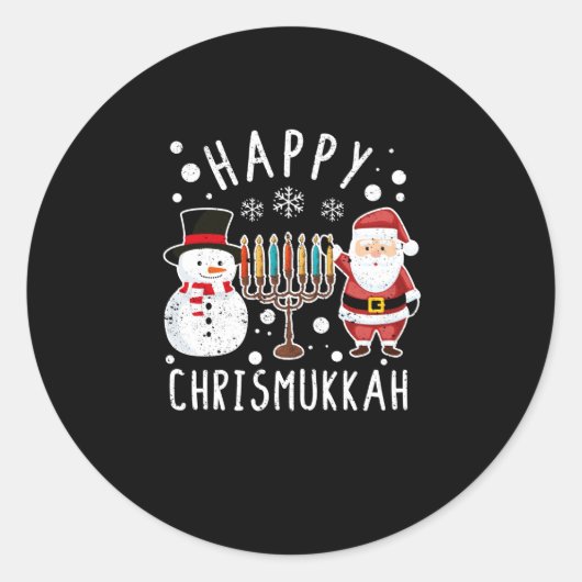 Merry Chrismukkah Christmas Hanukkah Christmas ラウンドシール (正面)
