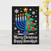 Merry Chrismukkah Happy Christmas Hanukkah Matchin カード (黄色い花)