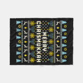 Merry Chrismukkah Happy Hanukkah Jew Ugly Christma フリースブランケット (正面(横))