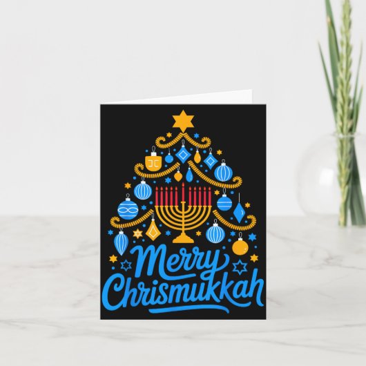 Merry Chrismukkah Holiday Hanukkah Family Matching カード (正面)