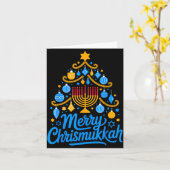 Merry Chrismukkah Holiday Hanukkah Family Matching カード (黄色い花)