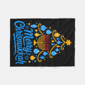 Merry Chrismukkah Holiday Hanukkah Family Matching フリースブランケット (正面(横))