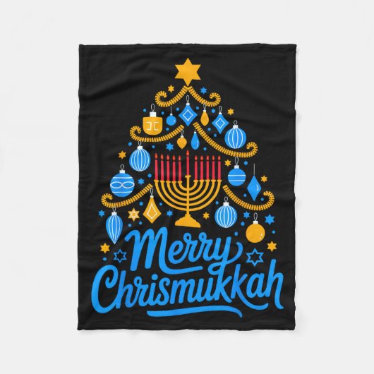 Merry Chrismukkah Holiday Hanukkah Family Matching フリースブランケット (正面)
