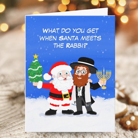Merry Chrismukkah Santa Meets the Rabbi Funny カード