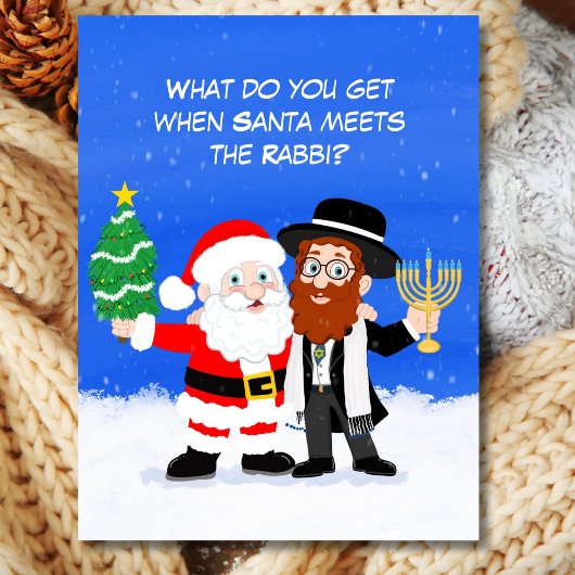 Merry Chrismukkah Santa Meets the Rabbi Funny ポストカード