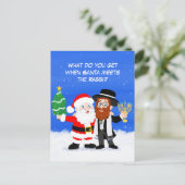 Merry Chrismukkah Santa Meets the Rabbi Funny ポストカード (スタンド正面)