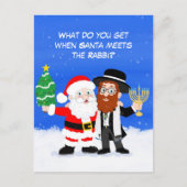 Merry Chrismukkah Santa Meets the Rabbi Funny ポストカード (正面)