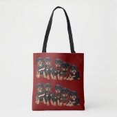 Merry Chrismutts Rottweiler Puppies Wearing Scarf トートバッグ (正面)