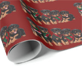 Merry Chrismutts Rottweiler Puppies Wearing Scarf ラッピングペーパー (ロールコーナー)
