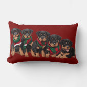 Merry Chrismutts Rottweiler Puppies Wearing Scarf ランバークッション (正面)