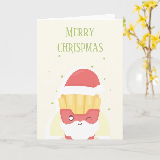 Merry Chrispmas Folded Greeting Card カード (黄色い花)