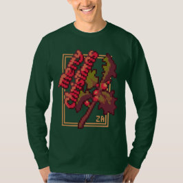 Merry Chrisrmas Holidays Pixel Art T-Shirt Tシャツ