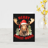 Merry Christ Moose Funny Christmas Moose  カード (黄色い花)