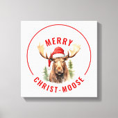 Merry Christ-moose Funny Christmas Moose キャンバスプリント (正面)