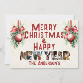 Merry ChristmasとHappy New Year Collageの写真 シーズンカード (正面)