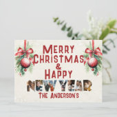 Merry ChristmasとHappy New Year Collageの写真 シーズンカード (スタンド正面)