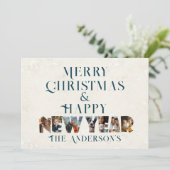 Merry ChristmasとHappy New Year Collageの写真 シーズンカード (スタンド正面)