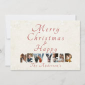Merry ChristmasとHappy New Year Collageの写真 シーズンカード (正面)