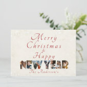 Merry ChristmasとHappy New Year Collageの写真 シーズンカード (スタンド正面)