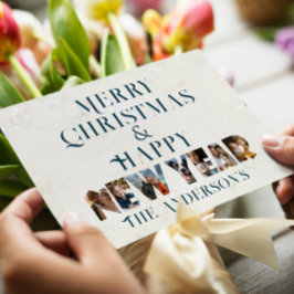 Merry ChristmasとHappy New Year Collageの写真 シーズンカード