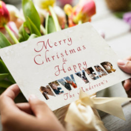 Merry ChristmasとHappy New Year Collageの写真 シーズンカード