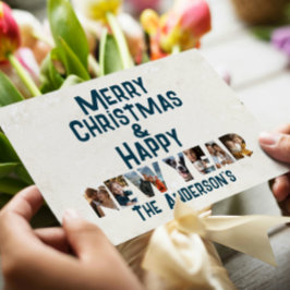 Merry ChristmasとHappy New Year Collageの写真 シーズンカード