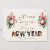Merry ChristmasとHappy New Year Collageの写真 シーズンカード (正面)