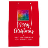 Merry Christmasのビジネスロゴはこちらカスタマイズ可能 ミディアムペーパーバッグ (裏面)