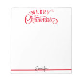 Merry Christmasスクリプトあなたの名前を追加するギフトメモ帳 ノートパッド (正面)