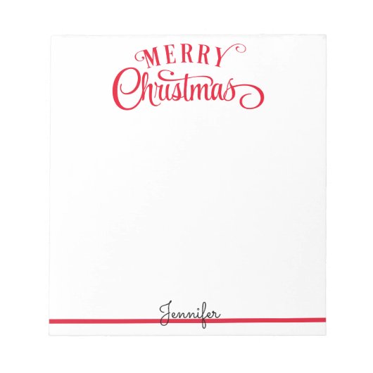 Merry Christmasスクリプトあなたの名前を追加するギフトメモ帳 ノートパッド (正面)