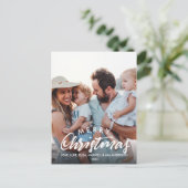 MERRY CHRISTMASスクリプトパーソナライズされた写真 シーズンポストカード (スタンド正面)