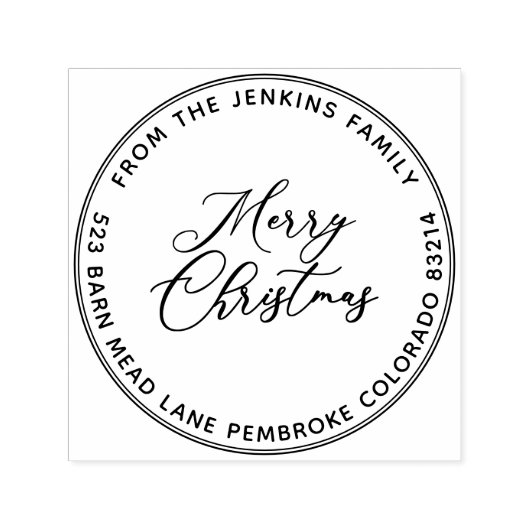 MERRY CHRISTMASスクリプトモダン名差出人住所 セルフインキングスタンプ (デザイン)
