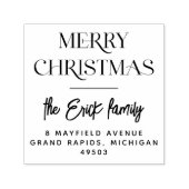 Merry Christmasタイポグラフィスクリプト名とアドレス セルフインキングスタンプ (デザイン)