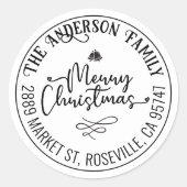 Merry Christmasモダントレンディースクリプトのカスタマイズ ラウンドシール (正面)