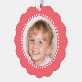 Merry Christmas写真家名ピンク オーナメントカード (左)