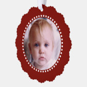 Merry Christmas写真家名赤を追加 オーナメントカード (左)