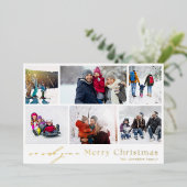 MERRY CHRISTMAS赤い白い金ゴールド12フォトコラージュ 箔シーズンカード (立ち正面)