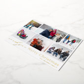 MERRY CHRISTMAS赤い白い金ゴールド12フォトコラージュ 箔シーズンカード (回転した状態)