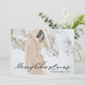 Merry Christmas かわいらし Dots写真と名前の追加 シーズンカード (スタンド正面)