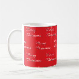 「Merry Christmas」の文字が繰り返された赤い背景 コーヒーマグカップ