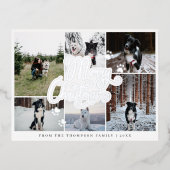 Merry Christmas エレガントScript 6ミニマル写真 箔シーズンポストカード (正面)