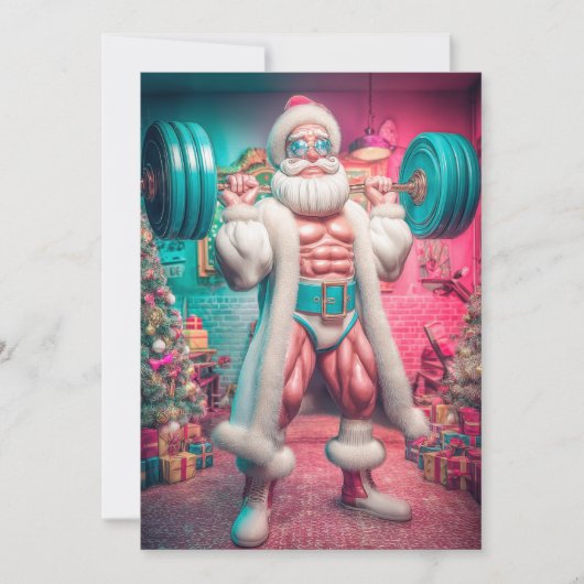 Merry Christmas | サンタはプレゼント以上に持ち上げる シーズンカード (正面)
