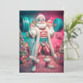 Merry Christmas | サンタはプレゼント以上に持ち上げる シーズンカード (スタンド正面)