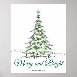 Merry Christmas | シンプルなホリデーツリーの手描き文字 ポスター